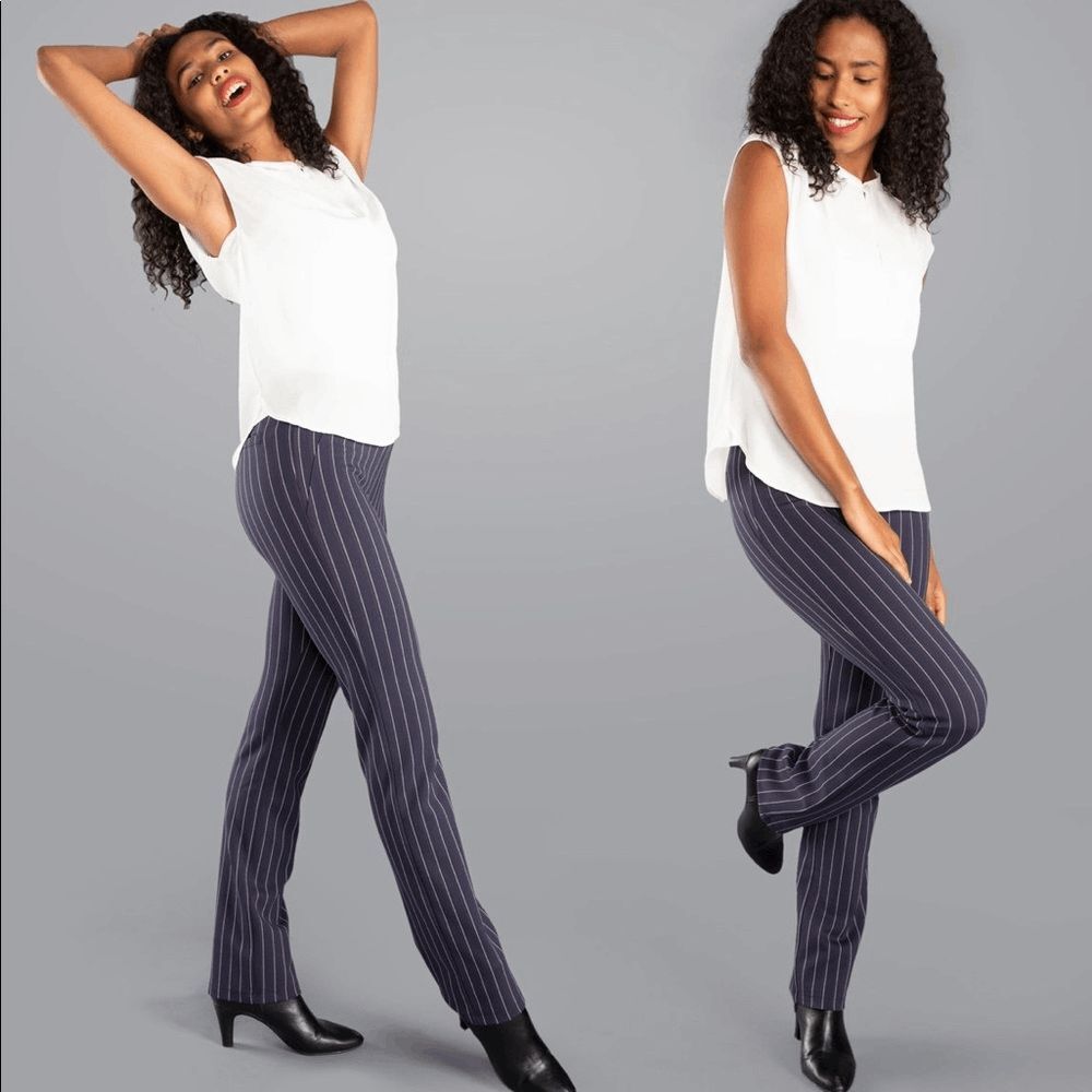 New Betabrand Double Pinstripe Straight Dress Pant Yoga Pants XXLarge Petite